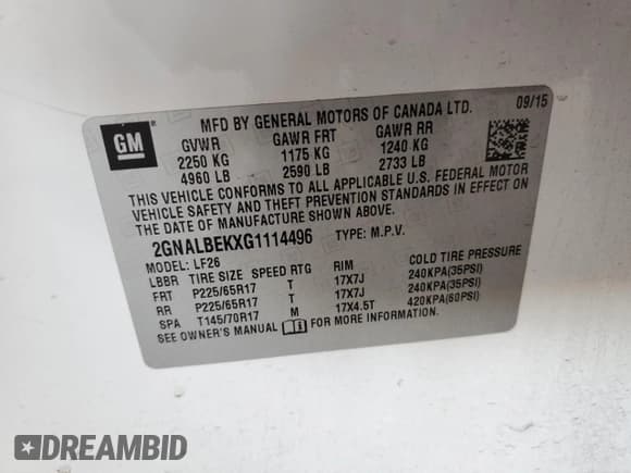 ✅ 2016 Chevrolet Equinox LS • VIN: 2GNALBEKXG1114496 • Лот: 69479825. Опубликован ранее на Copart с пробегом 151 138 миль. Бесплатный доступ к архиву аукционных продаж из США и подробный отчёт об истории автомобиля на DreamBid. Изображение 13.