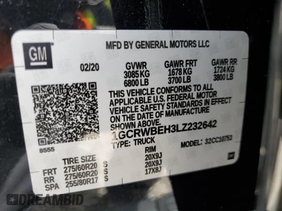 ✅ 2020 Chevrolet Silverado 1500 Custom • VIN: 1GCRWBEH3LZ232642 • Lot: 61209264. Wystawiony na Copart z przebiegiem 47 311 mil. Bezpłatny archiwum sprzedaży aukcyjnych z USA i szczegółowy raport historii pojazdu na DreamBid. Zdjęcie 12.