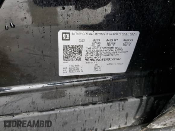 2022 Chevrolet Blazer RS с VIN 3GNKBKRS6NS142587, выставлен на аукционе Copart как лот 86863765 с пробегом Не указан миль и Списание • Salvage title. История ставок и продаж доступна на DreamBid. Изображение 13.