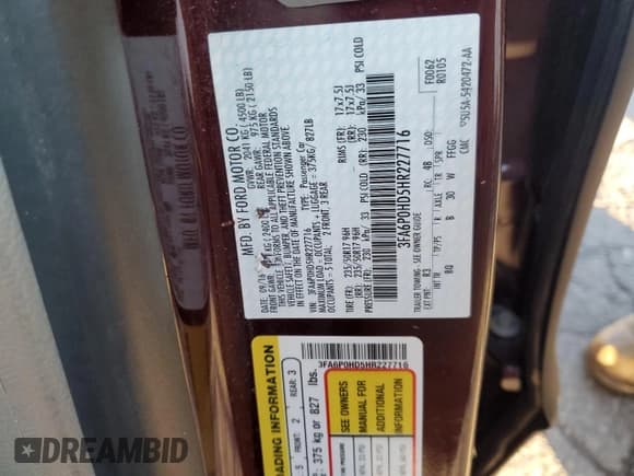 ✅ 2017 Ford Fusion SE • VIN: 3FA6P0HD5HR227716 • Lot: 92651845. Listed on Copart with 22,553 mi. Free auction sales archive from the USA and detailed vehicle history report at DreamBid. Image 12.