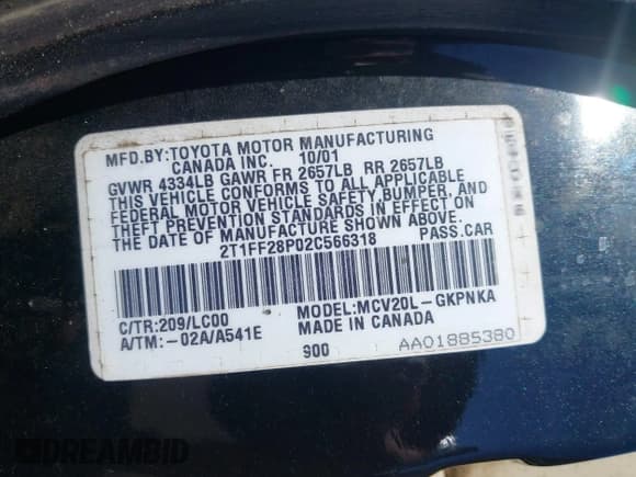 ✅ 2002 Toyota Solara SE • VIN: 2T1FF28P02C566318 • Lot: 41698027. Wystawiony na IAAI z przebiegiem 175 954 mil. Bezpłatny archiwum sprzedaży aukcyjnych z USA i szczegółowy raport historii pojazdu na DreamBid. Zdjęcie 9.