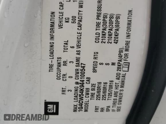 ✅ 2004 Buick Park Avenue • VIN: 1G4CW54K944100547 • Lot: 86839405. Wystawiony na Copart z przebiegiem 155 461 mil. Bezpłatny archiwum sprzedaży aukcyjnych z USA i szczegółowy raport historii pojazdu na DreamBid. Zdjęcie 12.