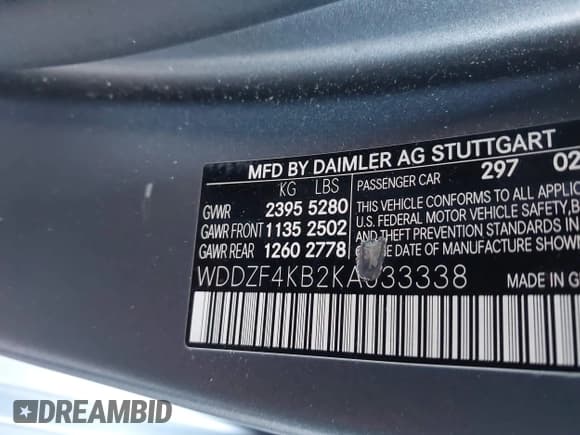 ✅ 2019 Mercedes-Benz E 300 • VIN: WDDZF4KB2KA633338 • Lot: 43617782. Listed on IAAI with 66,391 mi. Free auction sales archive from the USA and detailed vehicle history report at DreamBid. Image 9.