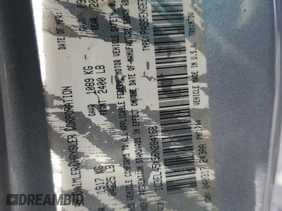 ✅ 2006 Chrysler Sebring • VIN: 1C3EL45X56N284168 • Lot: 85527945. Wystawiony na Copart z przebiegiem 107 875 mil. Bezpłatny archiwum sprzedaży aukcyjnych z USA i szczegółowy raport historii pojazdu na DreamBid. Zdjęcie 12.