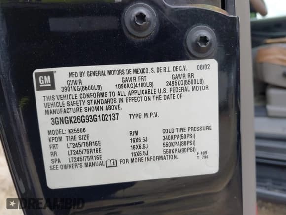 ✅ 2003 Chevrolet Suburban LT • VIN: 3GNGK26G93G102137 • Лот: 42087381. Опубликован ранее на IAAI с пробегом 247 382 миль. Бесплатный доступ к архиву аукционных продаж из США и подробный отчёт об истории автомобиля на DreamBid. Изображение 9.