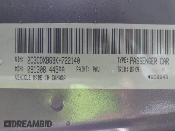 2019 Dodge Charger SXT с VIN 2C3CDXBG9KH722140, выставлен на аукционе IAAI как лот 43259909 с пробегом 138 264 миль миль и . История ставок и продаж доступна на DreamBid. Изображение 9.