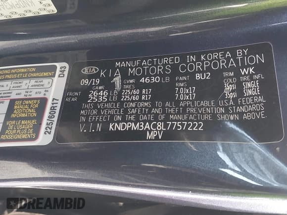 ✅ 2020 Kia Sportage LX • VIN: KNDPM3AC8L7757222 • Лот: 43571413. Опубликован ранее на IAAI с пробегом 87 351 миль. Бесплатный доступ к архиву аукционных продаж из США и подробный отчёт об истории автомобиля на DreamBid. Изображение 9.