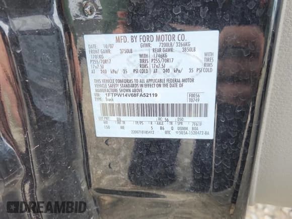 ✅ 2008 Ford F-150 XLT • VIN: 1FTPW14V68FA52119 • Lot: 86337345. Wystawiony na Copart z przebiegiem 159 569 mil. Bezpłatny archiwum sprzedaży aukcyjnych z USA i szczegółowy raport historii pojazdu na DreamBid. Zdjęcie 12.