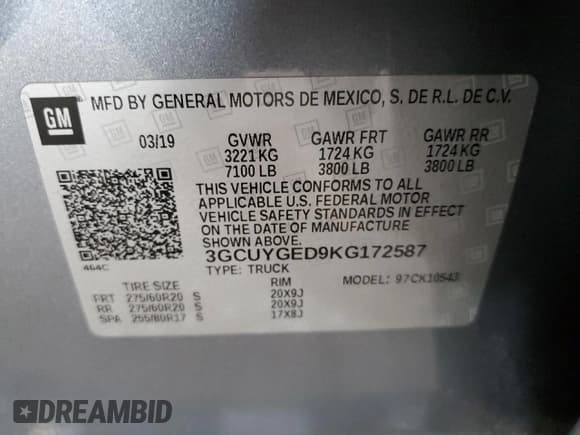 ✅ 2019 Chevrolet Silverado 1500 LTZ • VIN: 3GCUYGED9KG172587 • Lot: 65957775. Wystawiony na Copart z przebiegiem 77 658 mil. Bezpłatny archiwum sprzedaży aukcyjnych z USA i szczegółowy raport historii pojazdu na DreamBid. Zdjęcie 12.