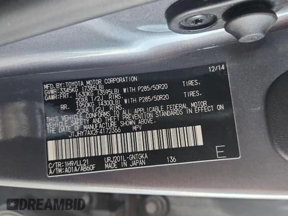 ✅ 2015 Lexus LX 570 • VIN: JTJHY7AX2F4172366 • Лот: 68875615. Опубликован ранее на Copart с пробегом 126 194 миль. Бесплатный доступ к архиву аукционных продаж из США и подробный отчёт об истории автомобиля на DreamBid. Изображение 13.