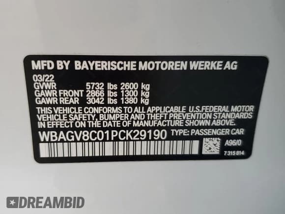 ✅ 2023 BMW 8 Series M850i • VIN: WBAGV8C01PCK29190 • Lot: 47189205. Wystawiony na Copart z przebiegiem 32 691 mil. Bezpłatny archiwum sprzedaży aukcyjnych z USA i szczegółowy raport historii pojazdu na DreamBid. Zdjęcie 12.