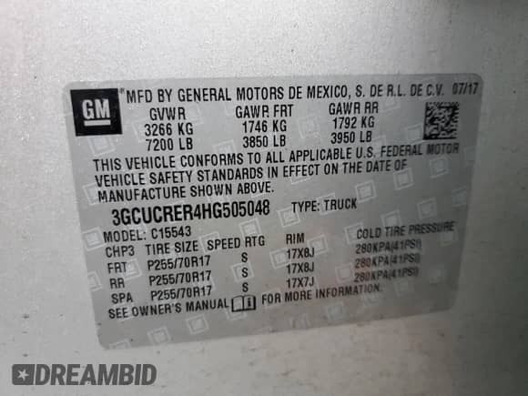 2017 Chevrolet Silverado 1500 LT z VIN 3GCUCRER4HG505048, wystawiony jako Copart lot #81835444 z przebiegiem 114 021 mil mil oraz Szkoda całkowita • Salvage title. Historia ofert i sprzedaży dostępna na DreamBid. Obrazek 12.