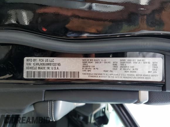 ✅ 2021 Jeep Grand Cherokee Limited • VIN: 1C4RJKBG9M8133745 • Lot: 67201355. Listed on Copart with 66,132 mi. Free auction sales archive from the USA and detailed vehicle history report at DreamBid. Image 13.