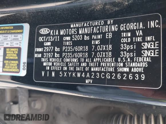 ✅ 2012 Kia Sorento SX • VIN: 5XYKW4A23CG262639 • Lot: 43101858. Wystawiony na IAAI z przebiegiem Nie podano. Bezpłatny archiwum sprzedaży aukcyjnych z USA i szczegółowy raport historii pojazdu na DreamBid. Zdjęcie 9.