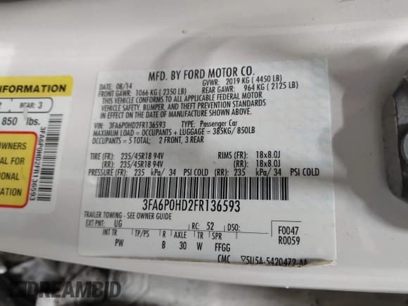 ✅ 2015 Ford Fusion SE • VIN: 3FA6P0HD2FR136593 • Lot: 43496684. Wystawiony na IAAI z przebiegiem 137 236 mil. Bezpłatny archiwum sprzedaży aukcyjnych z USA i szczegółowy raport historii pojazdu na DreamBid. Zdjęcie 9.