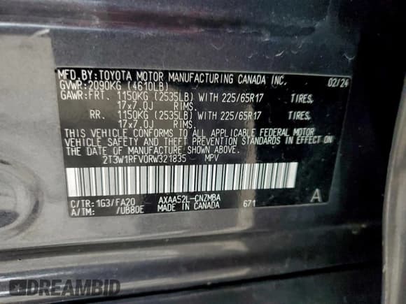 ✅ 2024 Toyota RAV4 XLE • VIN: 2T3W1RFV0RW321835 • Лот: 94046185. Опубликован ранее на Copart с пробегом 45 786 миль. Бесплатный доступ к архиву аукционных продаж из США и подробный отчёт об истории автомобиля на DreamBid. Изображение 14.