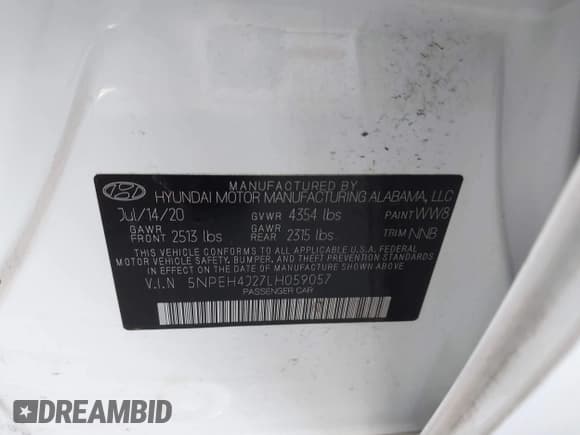 ✅ 2020 Hyundai Sonata Limited • VIN: 5NPEH4J27LH059057 • Лот: 43513983. Опубликован ранее на IAAI с пробегом 50 034 миль. Бесплатный доступ к архиву аукционных продаж из США и подробный отчёт об истории автомобиля на DreamBid. Изображение 9.