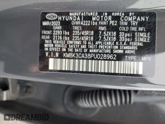✅ 2023 Hyundai Kona N Line • VIN: KM8K3CA38PU028962 • Лот: 53464074. Опубликован ранее на Copart с пробегом 2 172 миль. Бесплатный доступ к архиву аукционных продаж из США и подробный отчёт об истории автомобиля на DreamBid. Изображение 12.