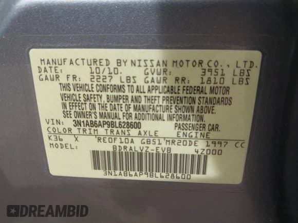 ✅ 2011 Nissan Sentra SL • VIN: 3N1AB6AP9BL628600 • Лот: 42375006. Опубликован ранее на IAAI с пробегом 225 832 миль. Бесплатный доступ к архиву аукционных продаж из США и подробный отчёт об истории автомобиля на DreamBid. Изображение 9.