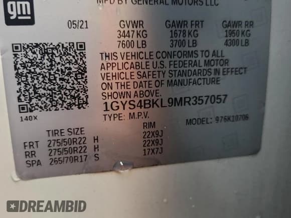 ✅ 2021 Cadillac Escalade Premium Luxury • VIN: 1GYS4BKL9MR357057 • Лот: 90719185. Опубликован ранее на Copart с пробегом 91 425 миль. Бесплатный доступ к архиву аукционных продаж из США и подробный отчёт об истории автомобиля на DreamBid. Изображение 14.