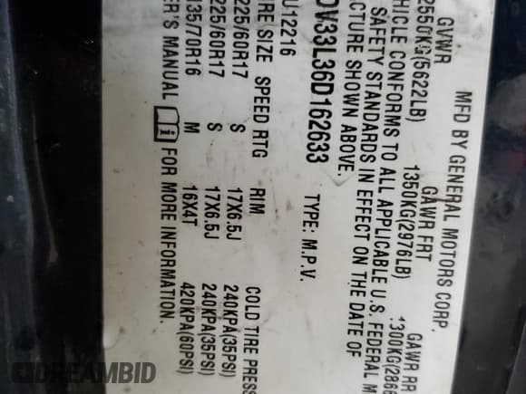 ✅ 2006 Pontiac Montana • VIN: 1GMDV33L36D162633 • Лот: 62877005. Опубликован ранее на Copart с пробегом 190 562 миль. Бесплатный доступ к архиву аукционных продаж из США и подробный отчёт об истории автомобиля на DreamBid. Изображение 14.