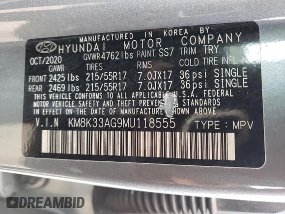✅ 2021 Hyundai Kona Limited • VIN: KM8K33AG9MU118555 • Лот: 43633154. Опубликован ранее на Copart с пробегом 31 083 миль. Бесплатный доступ к архиву аукционных продаж из США и подробный отчёт об истории автомобиля на DreamBid. Изображение 12.