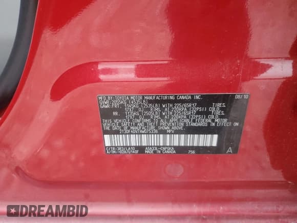 ✅ 2010 Toyota RAV4 Limited • VIN: 2T3DF4DV7AW075336 • Lot: 90787705. Wystawiony na Copart z przebiegiem 125 492 mil. Bezpłatny archiwum sprzedaży aukcyjnych z USA i szczegółowy raport historii pojazdu na DreamBid. Zdjęcie 13.