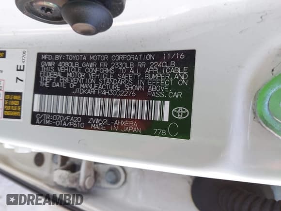 ✅ 2017 Toyota Prius Plus • VIN: JTDKARFP4H3002276 • Лот: 42466765. Опубликован ранее на IAAI с пробегом 82 870 миль. Бесплатный доступ к архиву аукционных продаж из США и подробный отчёт об истории автомобиля на DreamBid. Изображение 9.