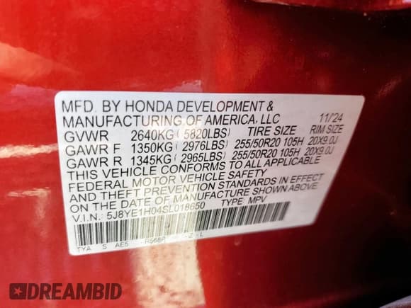 ✅ 2025 Acura MDX w/A-Spec Package • VIN: 5J8YE1H04SL018650 • Lot: 84886645. Wystawiony na Copart z przebiegiem 8 261 mil. Bezpłatny archiwum sprzedaży aukcyjnych z USA i szczegółowy raport historii pojazdu na DreamBid. Zdjęcie 14.