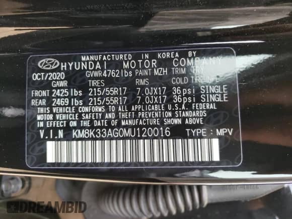 2021 Hyundai Kona Limited с VIN KM8K33AG0MU120016, выставлен на аукционе Copart как лот 42198732 с пробегом 5 188 миль миль и . История ставок и продаж доступна на DreamBid. Изображение 10.