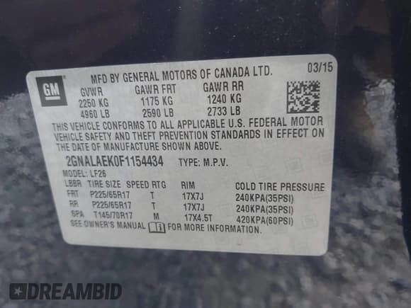 ✅ 2015 Chevrolet Equinox LS • VIN: 2GNALAEK0F1154434 • Лот: 42560081. Опубликован ранее на IAAI с пробегом 137 057 миль. Бесплатный доступ к архиву аукционных продаж из США и подробный отчёт об истории автомобиля на DreamBid. Изображение 9.