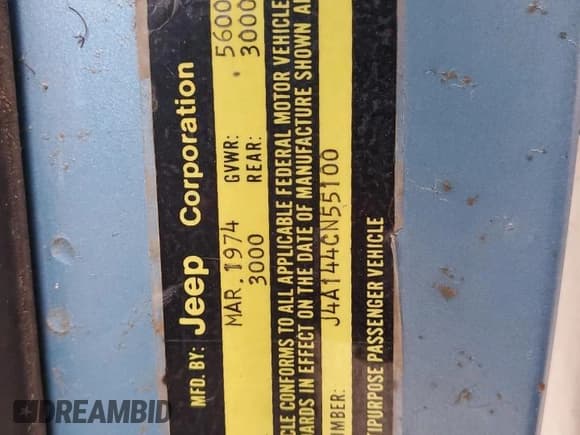 ✅ 1974 Jeep Grand Wagoneer • VIN: J4A144CN55100 • Lot: 44961375. Listed on Copart with Not provided. Free auction sales archive from the USA and detailed vehicle history report at DreamBid. Image 13.