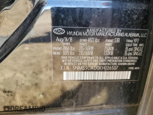 ✅ 2019 Hyundai Santa Fe SEL • VIN: 5NMS3CAD0KH026507 • Lot: 89660105. Wystawiony na Copart z przebiegiem 63 093 mil. Bezpłatny archiwum sprzedaży aukcyjnych z USA i szczegółowy raport historii pojazdu na DreamBid. Zdjęcie 14.