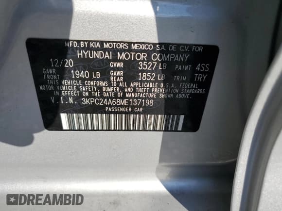 ✅ 2021 Hyundai Accent SE • VIN: 3KPC24A68ME137198 • Лот: 82283054. Опубликован ранее на Copart с пробегом 25 158 миль. Бесплатный доступ к архиву аукционных продаж из США и подробный отчёт об истории автомобиля на DreamBid. Изображение 12.