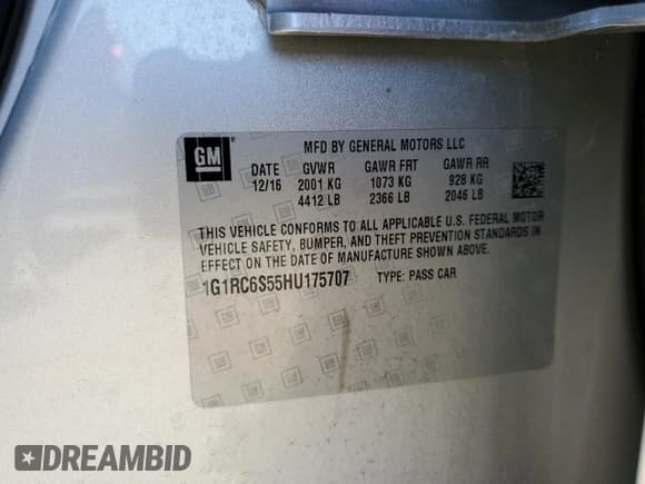 ✅ 2017 Chevrolet Volt LT • VIN: 1G1RC6S55HU175707 • Лот: 49124014. Опубликован ранее на Copart с пробегом 88 158 миль. Бесплатный доступ к архиву аукционных продаж из США и подробный отчёт об истории автомобиля на DreamBid. Изображение 12.