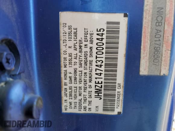 ✅ 2003 Honda Insight • VIN: JHMZE14743T000445 • Lot: 60803595. Wystawiony na Copart z przebiegiem 210 253 mil. Bezpłatny archiwum sprzedaży aukcyjnych z USA i szczegółowy raport historii pojazdu na DreamBid. Zdjęcie 12.