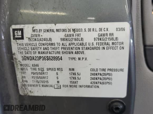 ✅ 2006 Chevrolet HHR LT • VIN: 3GNDA23P36S628954 • Лот: 90417535. Опубликован ранее на Copart с пробегом 102 129 миль. Бесплатный доступ к архиву аукционных продаж из США и подробный отчёт об истории автомобиля на DreamBid. Изображение 12.