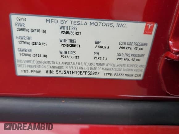 ✅ 2014 Tesla Model S 60 • VIN: 5YJSA1H19EFP52927 • Лот: 87476565. Опубликован ранее на Copart с пробегом Не указан. Бесплатный доступ к архиву аукционных продаж из США и подробный отчёт об истории автомобиля на DreamBid. Изображение 13.