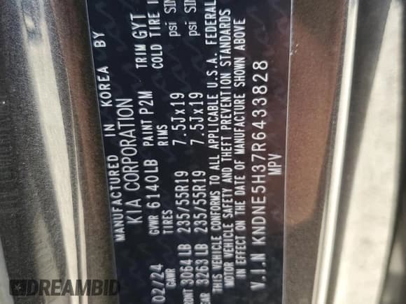 ✅ 2024 Kia Carnival SX • VIN: KNDNE5H37R6433828 • Лот: 78154664. Опубликован ранее на Copart с пробегом Не указан. Бесплатный доступ к архиву аукционных продаж из США и подробный отчёт об истории автомобиля на DreamBid. Изображение 13.