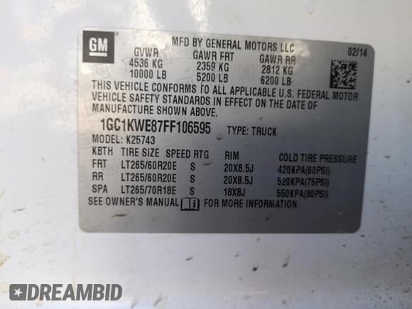 ✅ 2015 Chevrolet Silverado 2500HD LTZ • VIN: 1GC1KWE87FF106595 • Лот: 50557155. Опубликован ранее на Copart с пробегом 158 001 миль. Бесплатный доступ к архиву аукционных продаж из США и подробный отчёт об истории автомобиля на DreamBid. Изображение 12.