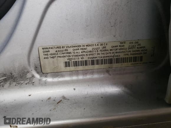 ✅ 2009 Volkswagen Jetta SE • VIN: 3VWRM71K99M056983 • Лот: 43820455. Опубликован ранее на Copart с пробегом 216 740 миль. Бесплатный доступ к архиву аукционных продаж из США и подробный отчёт об истории автомобиля на DreamBid. Изображение 12.