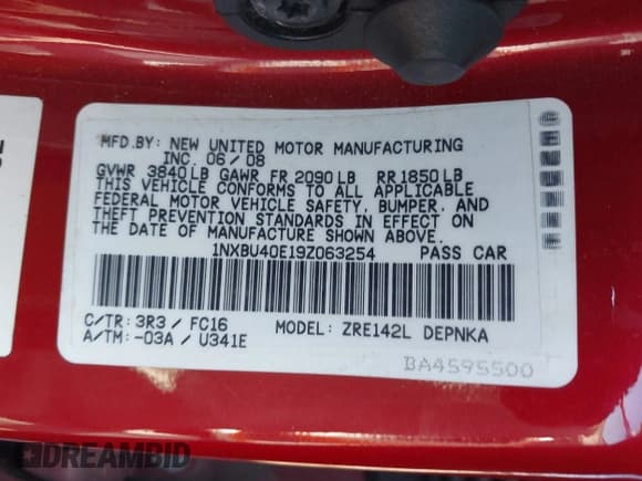 ✅ 2009 Toyota Corolla XLE • VIN: 1NXBU40E19Z063254 • Лот: 43396016. Опубликован ранее на IAAI с пробегом 216 422 миль. Бесплатный доступ к архиву аукционных продаж из США и подробный отчёт об истории автомобиля на DreamBid. Изображение 9.