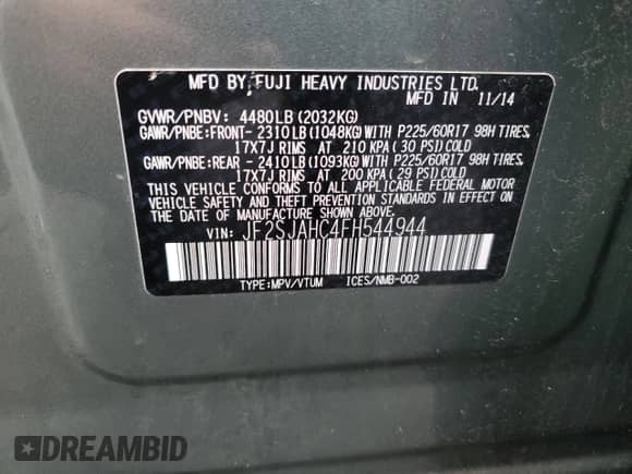 2015 Subaru Forester Limited с VIN JF2SJAHC4FH544944, выставлен на аукционе Copart как лот 86596095 с пробегом 179 693 миль миль и Чистый • Clean title. История ставок и продаж доступна на DreamBid. Изображение 13.