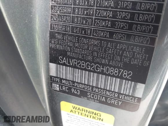 ✅ 2016 Land Rover Range Rover Evoque HSE • VIN: SALVR2BG2GH088782 • Lot: 43381243. Listed on IAAI with 91,889 mi. Free auction sales archive from the USA and detailed vehicle history report at DreamBid. Image 9.