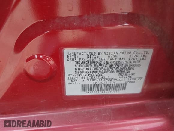 ✅ 2016 Nissan Note SV • VIN: 3N1CE2CP5GL380617 • Lot: 42169736. Listed on IAAI with 56,116 mi. Free auction sales archive from the USA and detailed vehicle history report at DreamBid. Image 9.