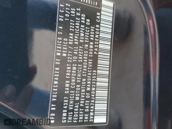 ✅ 2013 Volkswagen Jetta Autobahn • VIN: 3VW4A7AJ4DM233538 • Lot: 57301985. Wystawiony na Copart z przebiegiem 81 314 mil. Bezpłatny archiwum sprzedaży aukcyjnych z USA i szczegółowy raport historii pojazdu na DreamBid. Zdjęcie 13.