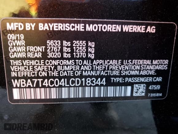 ✅ 2020 BMW 7 Series 740i xDrive • VIN: WBA7T4C04LCD18344 • Лот: 82823384. Опубликован ранее на Copart с пробегом Не указан. Бесплатный доступ к архиву аукционных продаж из США и подробный отчёт об истории автомобиля на DreamBid. Изображение 14.