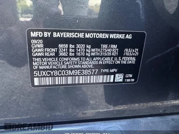 ✅ 2021 BMW X6 M50i • VIN: 5UXCY8C03M9E38577 • Лот: 43109560. Опубликован ранее на IAAI с пробегом 69 830 миль. Бесплатный доступ к архиву аукционных продаж из США и подробный отчёт об истории автомобиля на DreamBid. Изображение 9.