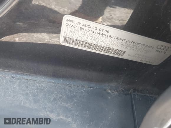 ✅ 2005 Audi A6 • VIN: WAUDG74F95N103199 • Лот: 41928024. Опубликован ранее на IAAI с пробегом Не указан. Бесплатный доступ к архиву аукционных продаж из США и подробный отчёт об истории автомобиля на DreamBid. Изображение 9.