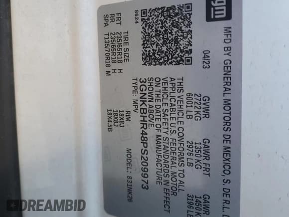 ✅ 2023 Chevrolet Blazer LT • VIN: 3GNKBHR48PS209973 • Lot: 87472355. Wystawiony na Copart z przebiegiem 52 940 mil. Bezpłatny archiwum sprzedaży aukcyjnych z USA i szczegółowy raport historii pojazdu na DreamBid. Zdjęcie 13.